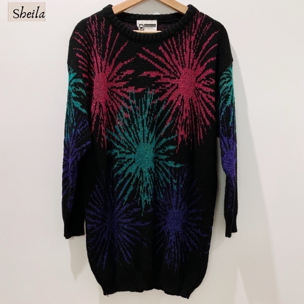 Unique Vintage Oversize Fireworks Sweater